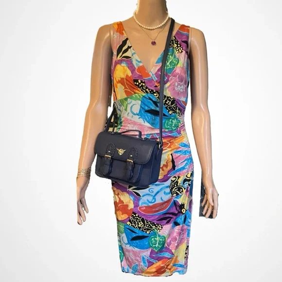 Lauren Ralph Lauren colorful tropical floral faux wrap bodycon dress size M NWOT - Picture 7 of 14